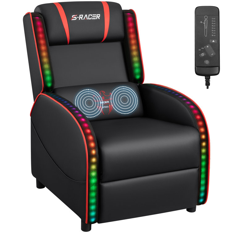 Homall Faux Leather PC Racing Game Chair with RGB LED Lights and